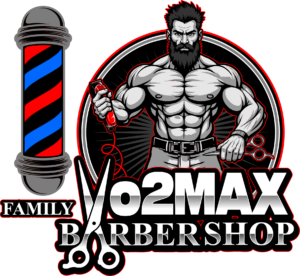 Vo2Max Family Barber logo with a transparent background.